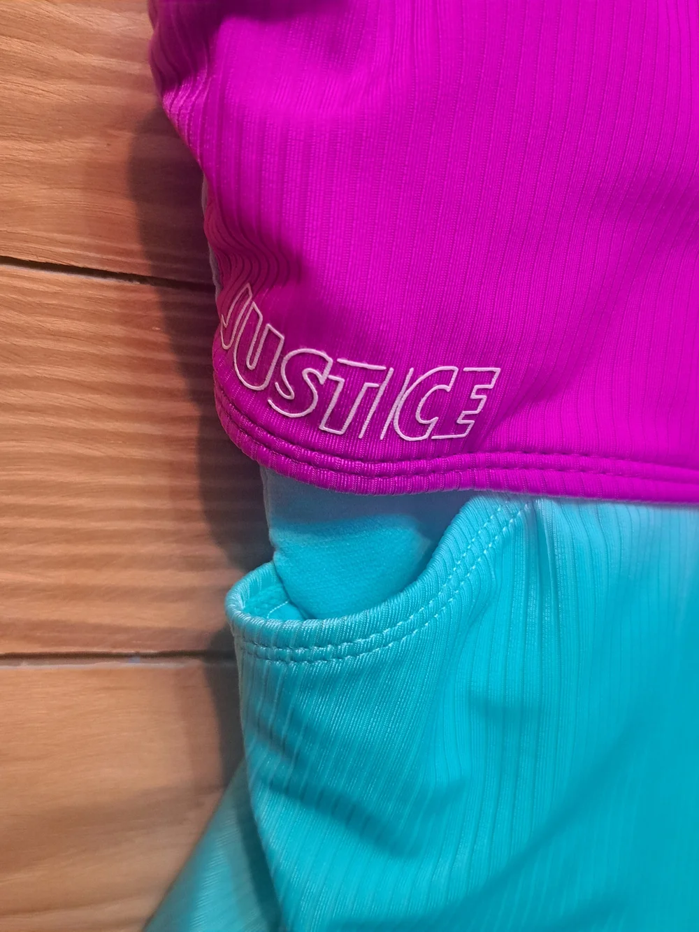 Girls Justice Teal And Pink One-Piece Swimsuit Padded Sz L 12/14